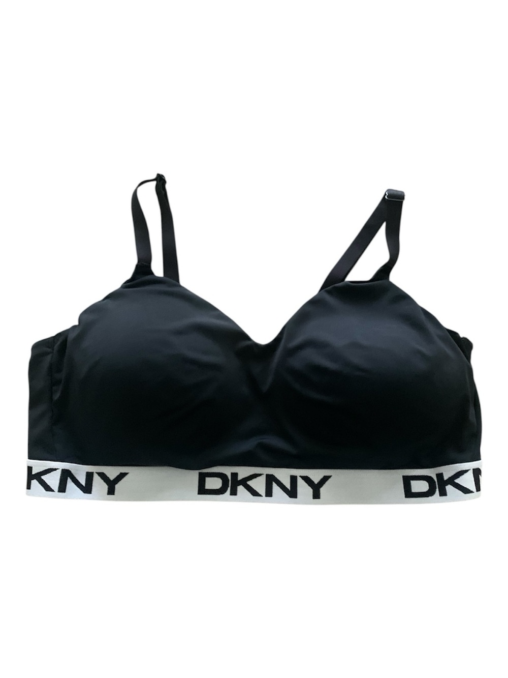 DKNY Black & White Logo Elastic Wireless Bralette/Sports Bra